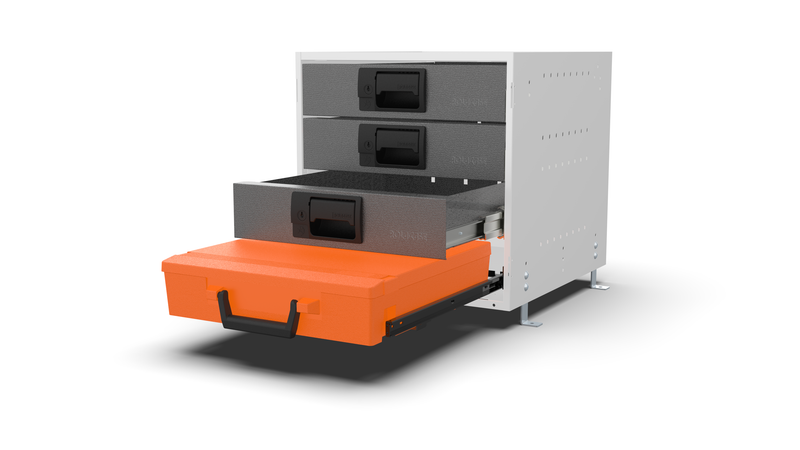 RCKIT40/9 van drawer front view with drawers out 