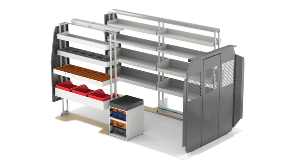 Ram Promaster 136" WB Standard & High Roof - Service Bin Package Kit Rear View