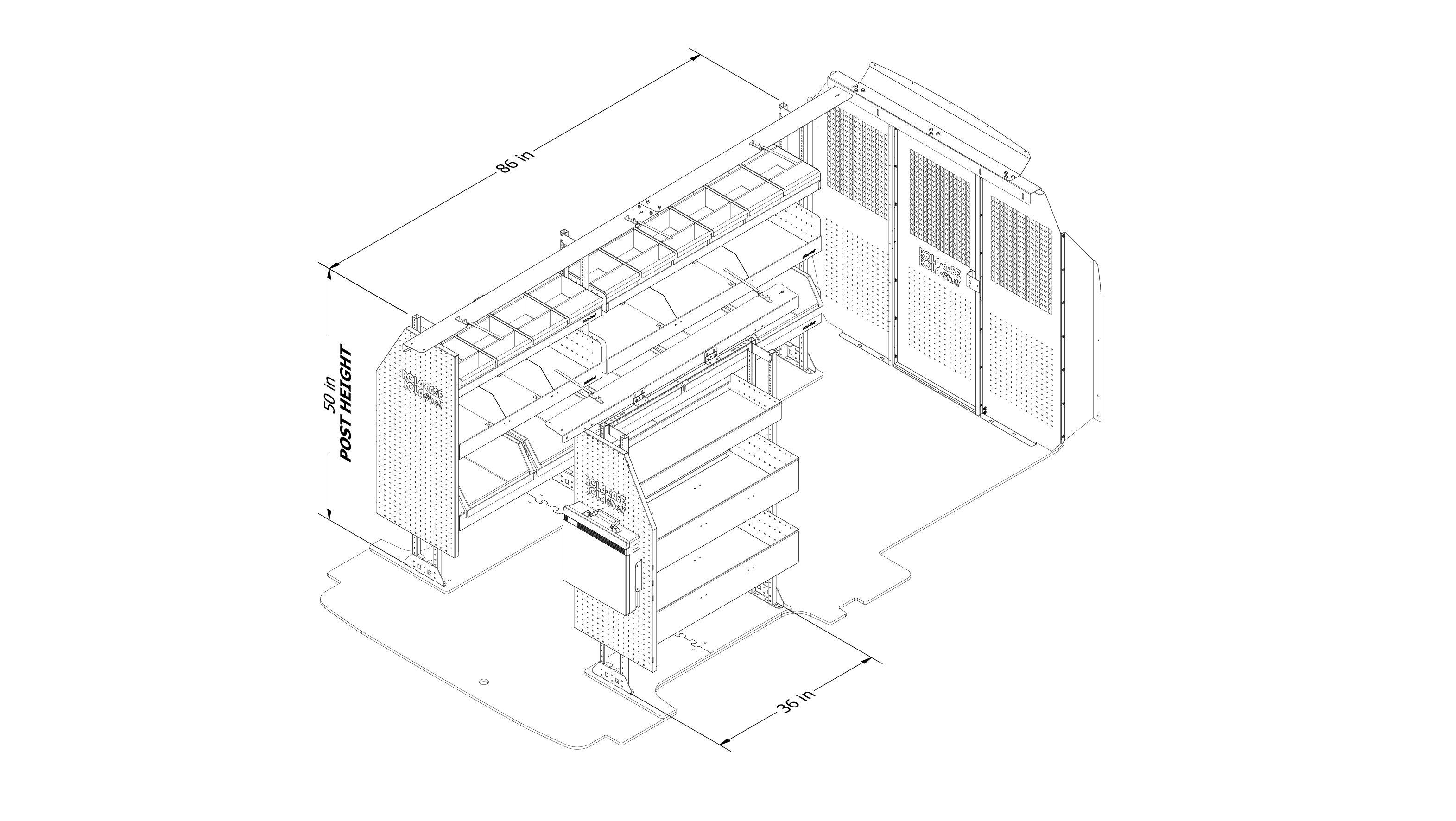 Ford Transit 130" WB Low Roof - America's Most Popular Bin Package with Partition Kit