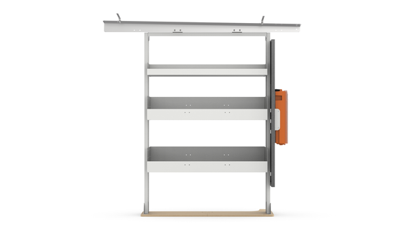RSLRFAM-PA Ford Transit 130" Low Roof Passenger Side Basic Bin Package Side View