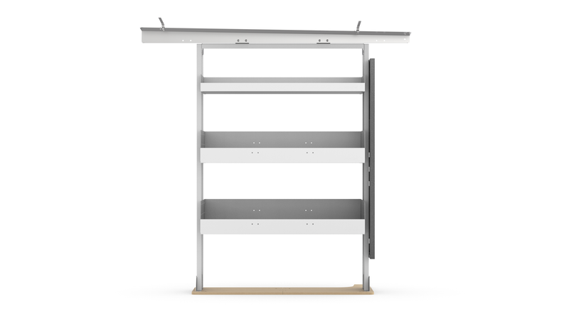 RSLRFBA-PA Ford Transit 130" Low Roof Passenger Side Basic Bin Package Side View